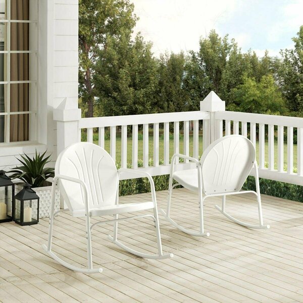 Claustro Outdoor Rocking Chair Set, White Gloss - 2 Chairs - 2 Piece CL3045600